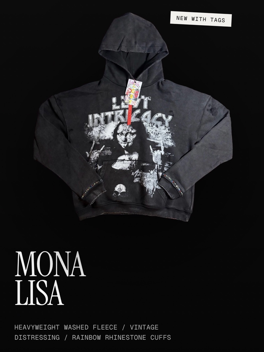 Lost Intricacy "Mona Lisa" Black Pullover Hoodie size medium